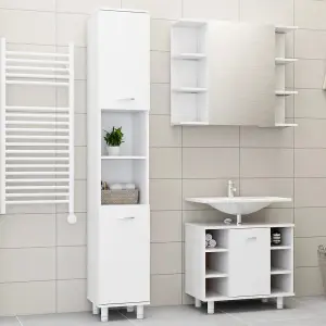 Berkfield 3 Piece Bathroom Furniture Set White Engineered Wood