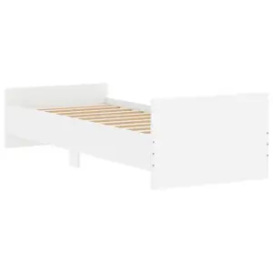 Berkfield Bed Frame White 75x190 cm Small Single Engineered Wood