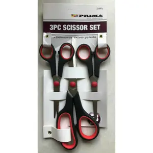 PACK OF 3 SET COMFORT GRIP HANDLE KITCHEN SCISSORS WITH STAINLESS STEEL BLADES (Set of 3)