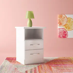 Cascio 2 Drawer Bedside Table White Gloss