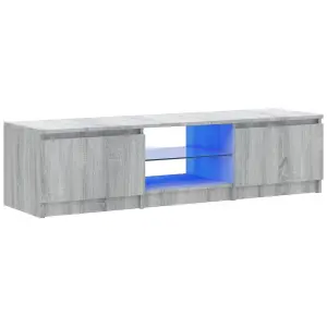 Berkfield TV Cabinet with LED Lights Grey Sonoma 140x40x35.5 cm