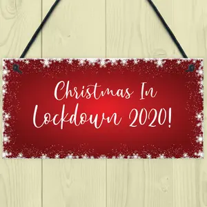 Christmas In Lockdown 2020 Sign Hanging Christmas Sign Decoration Family Gift