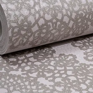 Taupe Gold Oriental Wallpaper Textured Metallic Damask Shimmer Glitter Effect