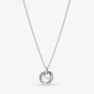 Pandora Family Always Encircled Pendant Necklace - Sterling Silver / Cubic Zirconia - Sz. 60 cm