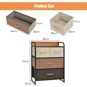 Costway Chest of Drawer with 4 Foldable Drawers Storage Tower