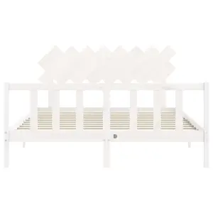 Berkfield Bed Frame with Headboard White 160x200 cm Solid Wood