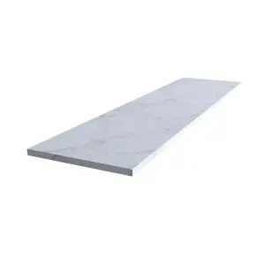 Matt White Marble effect Round edge Chipboard & laminate Worktop (T) 2.4cm x (L) 150cm x (W) 38.5cm