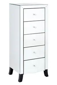 Interiors by Premier Stylish 5 Drawer Chest For Storing Items, Spacious Mirror Surfaced Chest, Versatile Silver Finished Chest