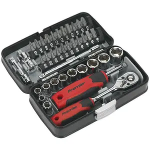 Comprehensive 38 Piece 1/4 Inch Drive Socket and Bit Set with Ratchet Wrench