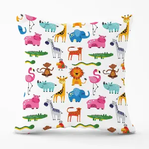 Hand Drawn Cartoon Animals Outdoor Cushion 45cm x 45cm