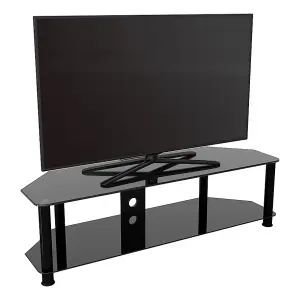 AVF Classic 1.4m Glass Corner TV Stand with Cable Management for TVs up to 65" - Black