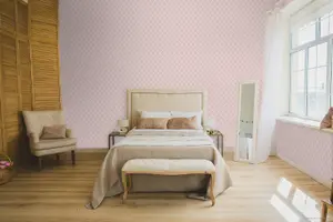 Galerie Cottage Chic Pink Thin Stripe Quatrafoil EcoDeco Material Wallpaper Roll