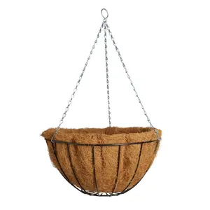 Panacea Classic design Black Round Wire Hanging basket, 35cm