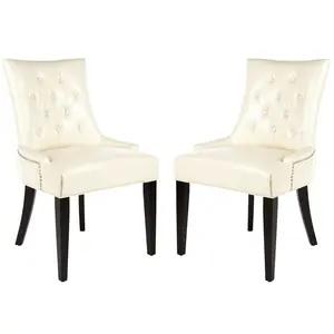 Baumgarten Upholstered Dining Chair (Set of 2) Cream / Espresso