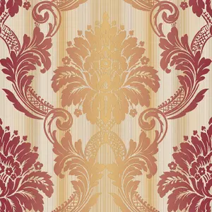 Galerie Classic Silks 3 Yellow Gold Fine Stripe Damask Embossed Wallpaper