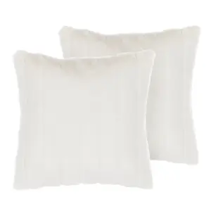 Set of 2 Cushions PUMILA Faux Fur 45 x 45 cm Solid White