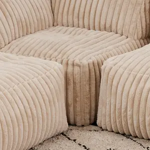 icon Tetra Ribbed Faux Fur Modular Sofa Bean Bag - Natural (6pc)