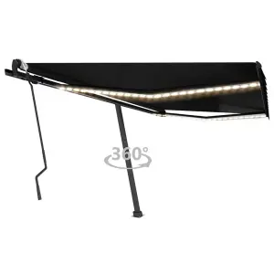 Berkfield Manual Retractable Awning with LED 400x300 cm Anthracite