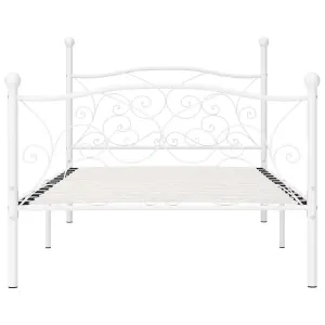 Berkfield Bed Frame with Slatted Base White Metal 100x200 cm