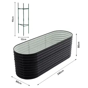 240cm W x 80cm D Oval-Shaped Galvanized Steel Raised Garden Bed Outdoor Use Only