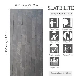 D Black Slate Multi Brick Thin Sheet SAMPLE