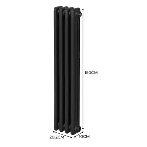 Traditional 3 Column Radiator - 1500 x 202 mm - Black