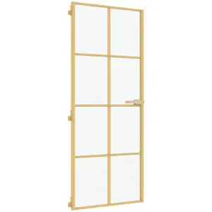 Berkfield Interior Door Slim Golden 93x201.5 cm Tempered Glass and Aluminium