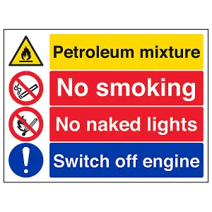 Garage No Smoking Sign Fire Flammable - Adhesive Vinyl 400x300mm (x3)