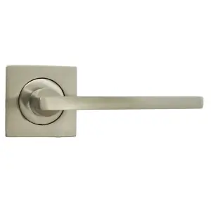 UNO Door Handle Satin Nickel Modern Lever on Square Rose Internal Latch Handles