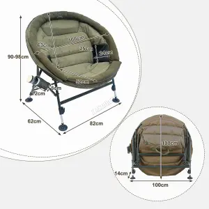 CARPZILLA Foldable Wide Round Fishing Chair Sunchair Adjustable Legs Green