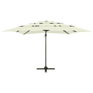 Berkfield 4-Tier Parasol with Aluminium Pole Sand 250x250 cm