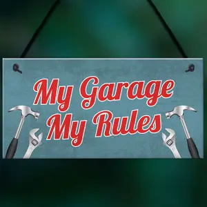 Red Ocean Garage Sign Man Cave Sign Shed Door Wall Hanging Plaque Gifts For Dad Grandad