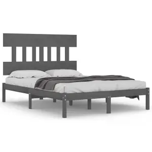 Berkfield Bed Frame Grey Solid Wood 120x200 cm