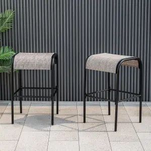 COSTWAY Set of 2 Patio Bar Stools 76 cm Outdoor Metal Bar Height Bistro Stools