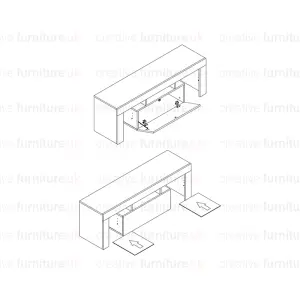 TV Unit 160cm Sideboard Cabinet Cupboard TV Stand Living Room High Gloss Doors - White & Grey