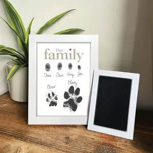 Personalised Family Finger & Paw Print Frame Kit - Custom Pet Memorial Keepsake Gift