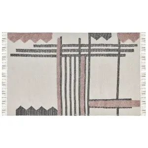 Rectangular Cotton Area Rug 160 x 230 cm Beige and Black MURADIYE