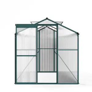 Polycarbonate Greenhouse Aluminium Framed Walk In Green House with Window Opening, 6x6 ft