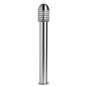 Luminosa Louvre Outdoor Bollard Light Polished Stainless Steel, Clear Polycarbonate IP44, E27