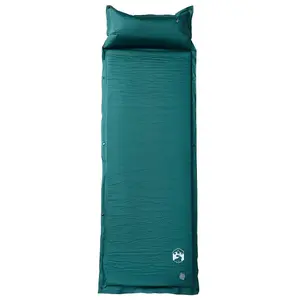 Self Inflating Camping Mattress with Pillow 1-Person Green