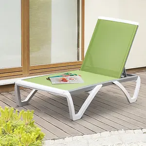 Adjustable Green Aluminum Sun Lounger Ultimate Comfort & Durability for Outdoor Relaxation