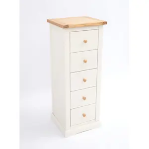 Castelli 5 Drawer Narrow Chest of Drawers Wood Knob