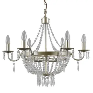 Luminosa Hanging Pendant Champagne 9 Light  with Crystal Glass Shade, E14