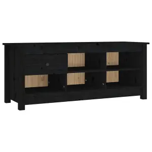 Berkfield Shoe Cabinet Black 110x38x45.5 cm Solid Wood Pine