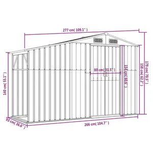 Brytanni Garden Shed Outdoor Storage Shed Patio Yard Tool Shed Galvanised Steel Grey