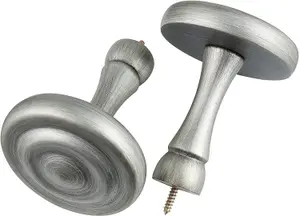 A.Unique Home Ribbed Wooden Curtain Pole with Rings and Fittings - 35mm - 11cm - Antique Silver