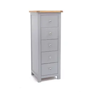 Mirano 5 Drawer Narrow Chest of Drawers Chrome Knob