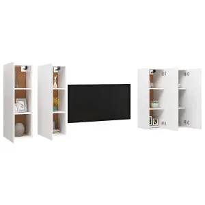 Berkfield TV Cabinets 4 pcs White 30.5x30x90 cm Engineered Wood