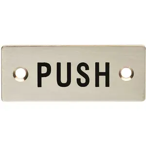 Rectangular Door Push Sign 75 x 30mm Satin Stainless Steel Door Plate