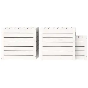 Berkfield 3 Piece Garden Box Set White Solid Wood Pine